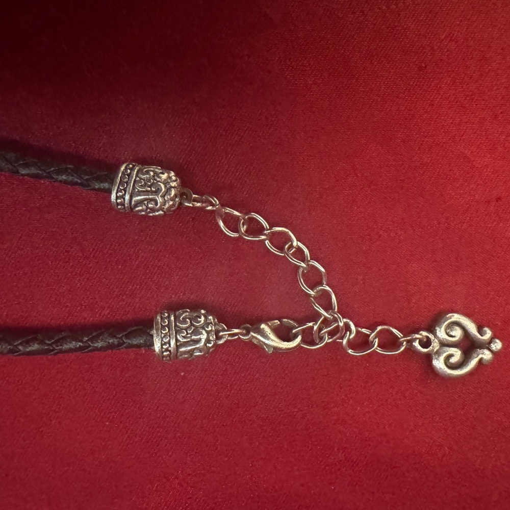 Silver Pendant on Black Cord Necklace - Picture 3 of 6